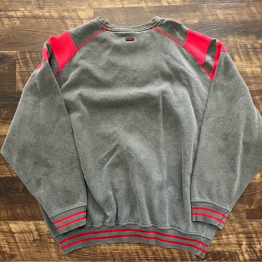 Vintage FUBU red gray rugby pullover crewneck Spellout sweatshirt 2XL hip hop - Picture 11 of 12